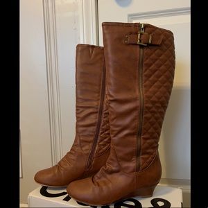Tall Tan Wedge Boots